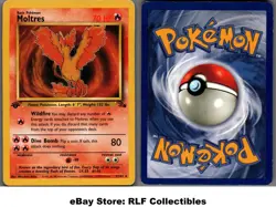 1999 Pokemon, Fossil, #27/62 Moltres, 1st Edition, Rare - Image 1