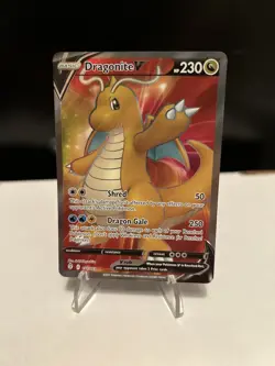 Pokemon TCG Dragonite v Evolving Skies Holo Ultra Rare Full Art Card 191/203 - Image 1