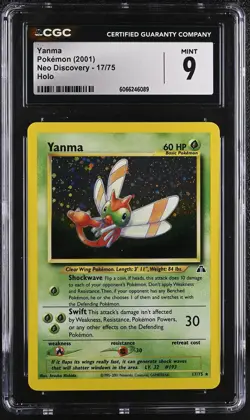 CGC 9 MINT Yanma 2001 Neo Discovery 17/75 Holo Pokemon Card - Image 1