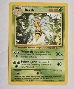 Beedrill 17/102 Base Set Non Holo Rare 1999 Vintage Pokemon TCG Card - Image 1