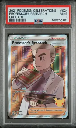 2021 POKEMON CELEBRATIONS #024 FULL ART/PROFESSOR'S RESEARCH PSA 9 - Image 1