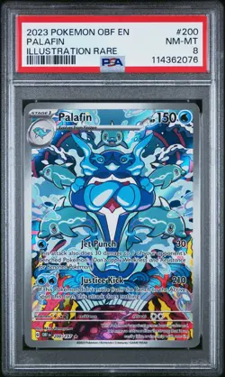 2023 POKEMON OBF EN-OBSIDIAN FLAMES ILLUSTRATION RARE #200 PALAFIN PSA 8 - Image 1