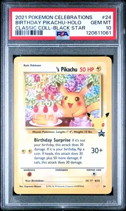 2021 POKEMON CELEBRATIONS CLASSIC COLLECTION #24 BIRTHDAY PIKACHU-HOLO PSA 10 - Image 1