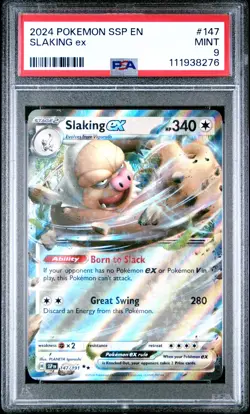 2024 POKEMON SSP EN-SURGING SPARKS #147 SLAKING EX PSA 9 - Image 1