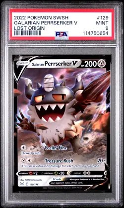 2022 POKEMON SWORD & SHIELD LOST ORIGIN #129 GALARIAN PERRSERKER V PSA 9 - Image 1