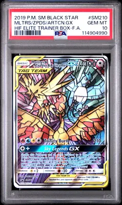 2019 POKEMON SM BLACK STAR PROMO FULL ART/MOLTRES & ZAPDOS & ARTICUNO GX PSA 10 - Image 1
