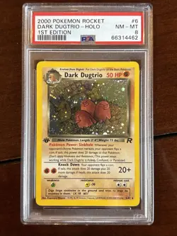 Pokemon Team Rocket Dark Dugtrio 1st Edition 6/82 Holo Rare PSA 8 - Image 1