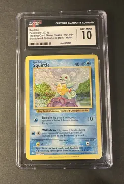 CGC 10 GEM MINT Squirtle 001/034 CLB Classic Box Holo Rare Pokemon TCG 2023 - Image 1
