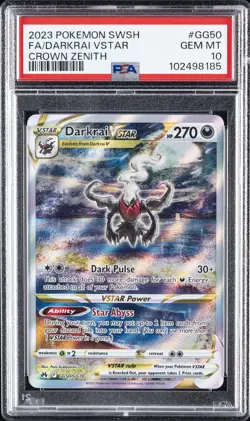 2023 POKEMON SWORD & SHIELD CROWN ZENITH #GG50 FULL ART/DARKRAI VSTAR PSA 10 - Image 1
