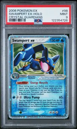2006 POKEMON EX CRYSTAL GUARDIANS #98 SWAMPERT EX-HOLO PSA 9 - Image 1