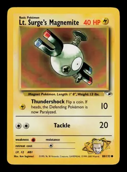 Lt. Surge's Magnemite 80/132 - LP - Gym Heroes, WOTC Pokemon Vintage - Image 1