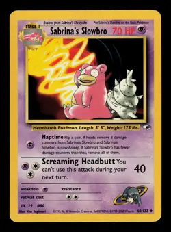 Sabrina's Slowbro 60/132 - LP - Gym Heroes, WOTC Pokemon Vintage - Image 1