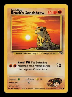 Brock's Sandshrew 72/132 - LP - Gym Heroes, WOTC Pokemon Vintage - Image 1