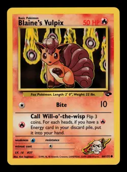 Blaine's Vulpix 66/132 - LP - Gym Challenge, WOTC Pokemon Vintage - Image 1