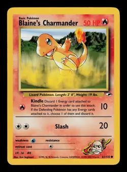 Blaine's Charmander 61/132 - LP - Gym Heroes, WOTC Pokemon Vintage - Image 1