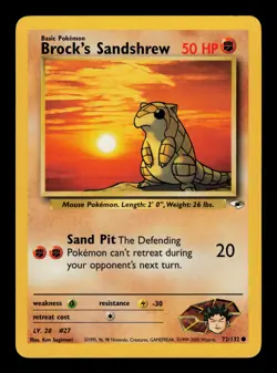 Brock's Sandshrew 72/132 - LP - Gym Heroes, WOTC Pokemon Vintage - Image 1