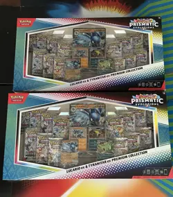 Pokemon Prismatic Evolutions Lucario & Tyranitar EX Premium Collection (x2) MISB - Image 2