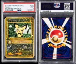 Pokemon Card Pichu Promo Reverse Holo No. 172 Neo 2 Premium File - PSA 9 - Image 2