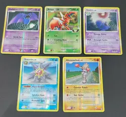5 VTG Pokemon HOLO cards Hitmonchan, Swalot, Scizor, Zubat, Strarmie 2000's - Image 1