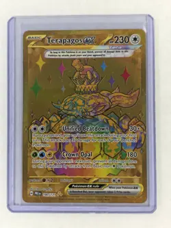 Pokemon TCG Terapagos EX Prismatic Evolutions Gold Hyper Rare Card 180/131 - Image 1
