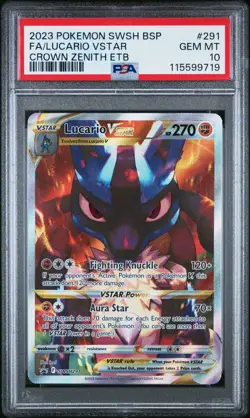 2023 POKEMON SWSH BLACK STAR PROMO #291 FULL ART/LUCARIO VSTAR PSA 10 - Image 1
