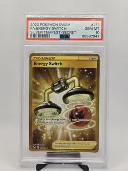2022 POKEMON SWSH SILVER TEMPEST #212 ENERGY SWITCH FULL ART SECRET RARE PSA 10 - Image 1