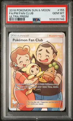 2018 POKEMON SUN & MOON ULTRA PRISM #155 FULL ART/POKEMON FAN CLUB PSA 10 - Image 1