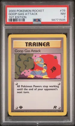 2000 POKEMON ROCKET 1ST ED #78 GOOP GAS ATTACK PSA 7 - Image 1