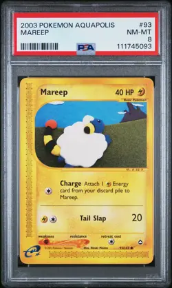 2003 POKEMON AQUAPOLIS #93 MAREEP PSA 8 - Image 1