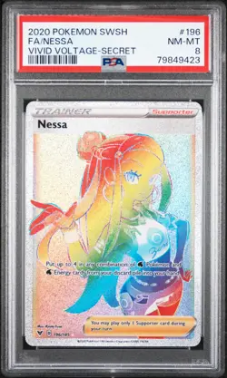 2020 POKEMON SWORD & SHIELD VIVID VOLTAGE SECRET #196 FULL ART/NESSA PSA 8 - Image 1