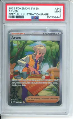 PSA 9 ARVEN 249/198 SIR Full Art Trainer Holo Pokemon Scarlet & Violet Base Set - Image 1