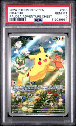2024 POKEMON SVP EN-SV BLACK STAR PROMO PALDEA ADVENTURE CHEST PIKACHU PSA 10 - Image 1