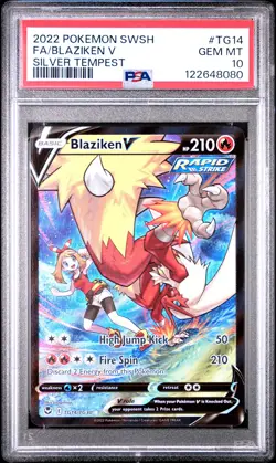 2022 POKEMON SWORD & SHIELD SILVER TEMPEST #TG14 FULL ART/BLAZIKEN V PSA 10 - Image 1