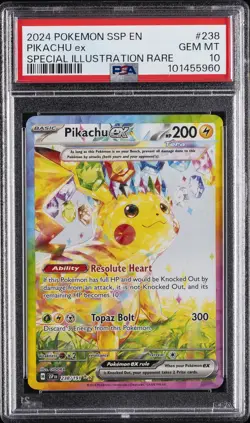 2024 POKEMON SSP EN-SURGING SPARKS SPECIAL ILLUSTRATION RARE PIKACHU EX PSA 10 - Image 1