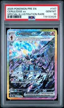 2025 POKEMON PRE EN-PRISMATIC EVOLUTIONS #147 CERULEDGE EX PSA 10 - Image 1