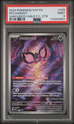 2024 POKEMON SHROUDED FABLE POKEMON CENTER ETB PROMO SVP #129 PECHARUNT PSA 9 - Image 1