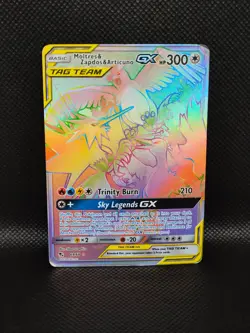 Pokemon TCG - Moltres Zapdos Articuno GX 69/68 - Hidden Fates HEAVILY PLAYED - Image 1