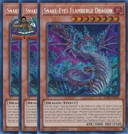 Yugioh! 3x Snake-Eyes Flamberge Dragon RA03-EN033 Secret Rare 1st Ed NM - Image 1