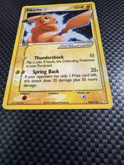 2006 Pokemon Gold Star Pikachu Holo EX 104/110 Super rare Collectors Card - Image 3