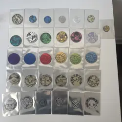 Lot of 31 Official Pokemon TCG Coins Jumbo & Small Size No Duplicates Rare Metal - Image 1