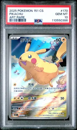 2025 POKEMON SIMPLIFIED CHINESE 151 C-COLL 151 ART RARE #170 PIKACHU PSA 10 - Image 1
