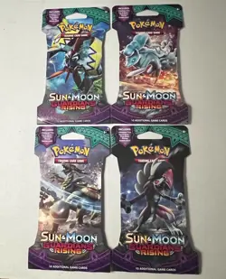 Pokemon Sun and Moon Guardians Rising Sleeved Lot Of 4 Pack Art Set - Image 1