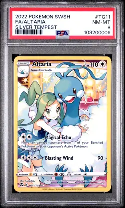 2022 POKEMON SWORD & SHIELD SILVER TEMPEST #TG11 FULL ART/ALTARIA PSA 8 - Image 1