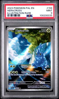 2023 POKEMON PAL EN-PALDEA EVOLVED ILLUSTRATION RARE #194 HERACROSS PSA 9 - Image 1