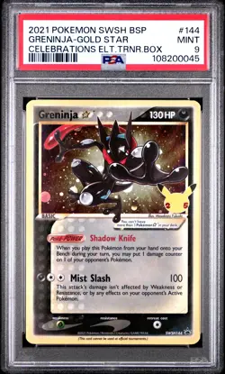 2021 POKEMON SWSH BLACK STAR PROMO #144 GRENINJA-GOLD STAR PSA 9 - Image 1