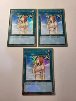Yugioh - Forbidden Chalice MAGO-EN048 NM 1st ed Premium Gold Rare x3 - Image 1
