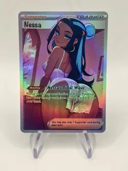 Nessa’s Tidal Wave Rainbow Holo Full Art Custom Pokemon Card - Image 2