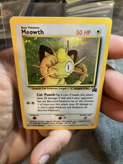 Meowth Holo Rare Black Star Promo #10-WOTC Vintage Pokemon Card Played - Image 2