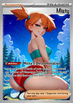 Misty’s Determination Rainbow Holo Full Art Custom Pokemon Card - Image 1