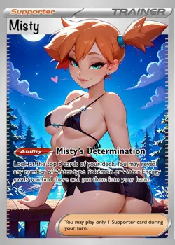Misty’s Determination Rainbow Holo Full Art Custom Pokemon Card - Image 1